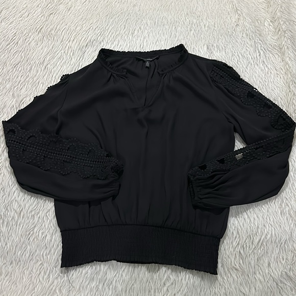 White House black market open lace sleeve elastic blouse size medium - Picture 2 of 6